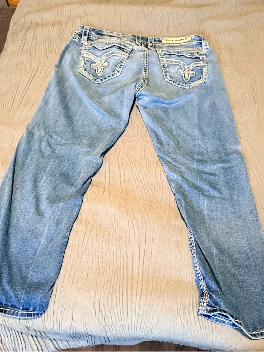 Rock Revival Light Blue Embroidered Back Pocket Jeans - Picture 1 of 3